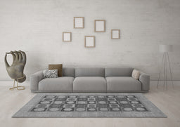 Machine Washable Checkered Gray Modern Rug in a Living Room,, wshabs1499gry
