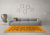 Machine Washable Checkered Yellow Modern Rug, wshabs1499yw