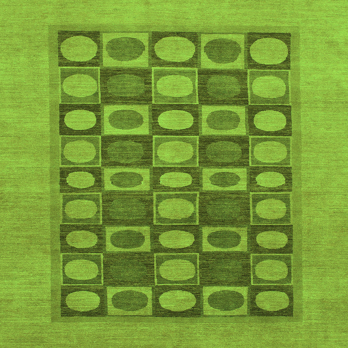 Square Machine Washable Checkered Green Modern Area Rugs, wshabs1499grn