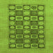 Square Machine Washable Checkered Green Modern Area Rugs, wshabs1499grn