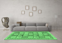 Machine Washable Abstract Emerald Green Modern Rug, wshabs149emgrn