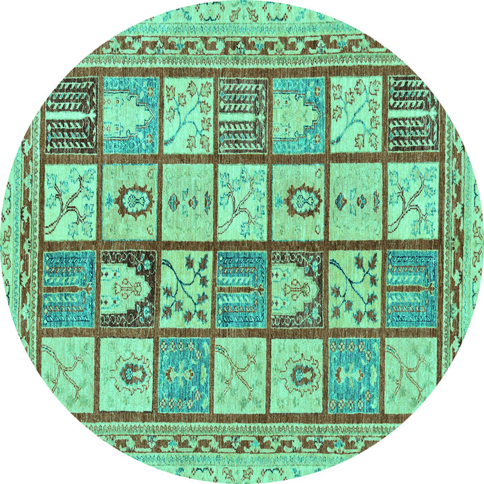 Round Machine Washable Abstract Turquoise Modern Area Rugs, wshabs149turq