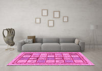 Machine Washable Abstract Pink Modern Rug, wshabs149pnk