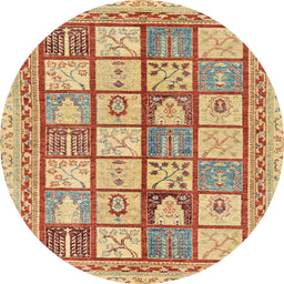 Round Abstract Chrome Gold Yellow Modern Rug, abs149