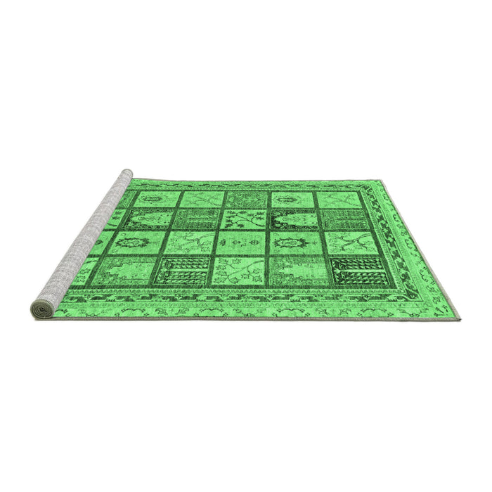 Sideview of Machine Washable Abstract Emerald Green Modern Area Rugs, wshabs149emgrn