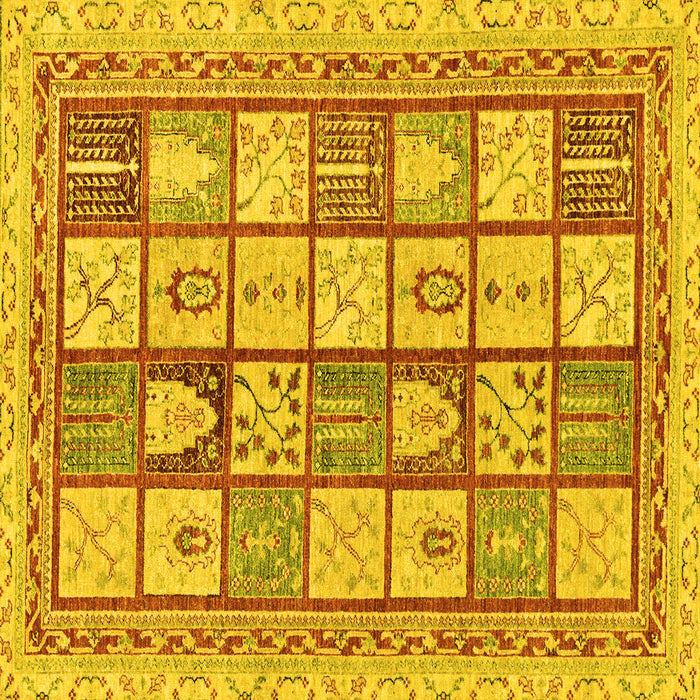 Square Machine Washable Abstract Yellow Modern Rug, wshabs149yw