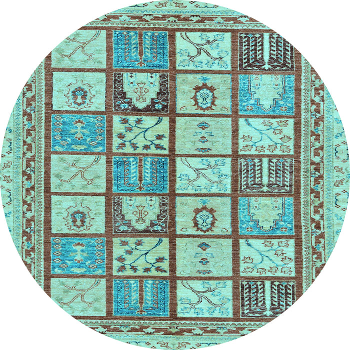 Round Machine Washable Abstract Light Blue Modern Rug, wshabs149lblu