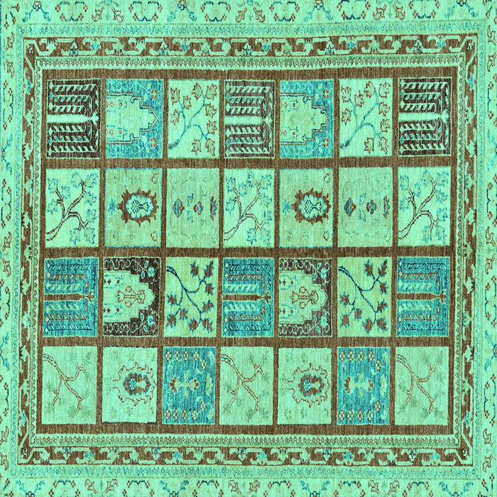 Square Machine Washable Abstract Turquoise Modern Area Rugs, wshabs149turq