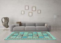 Machine Washable Abstract Light Blue Modern Rug, wshabs149lblu