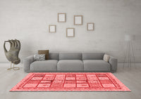 Machine Washable Abstract Red Modern Rug, wshabs149red