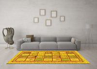 Machine Washable Abstract Yellow Modern Rug, wshabs149yw