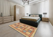 Abstract Chrome Gold Yellow Modern Rug in a Bedroom, abs149