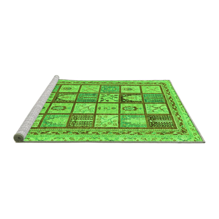 Sideview of Machine Washable Abstract Green Modern Area Rugs, wshabs149grn