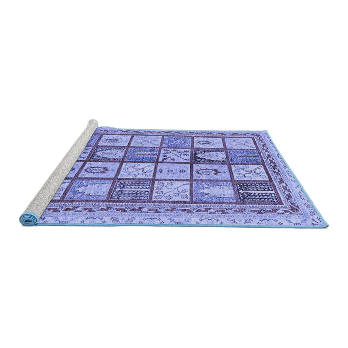 Sideview of Machine Washable Abstract Blue Modern Rug, wshabs149blu