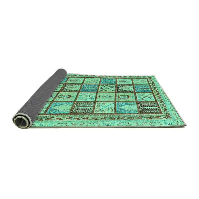Sideview of Abstract Turquoise Modern Rug, abs149turq