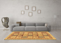 Machine Washable Abstract Brown Modern Rug, wshabs149brn