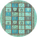 Round Abstract Light Blue Modern Rug, abs149lblu