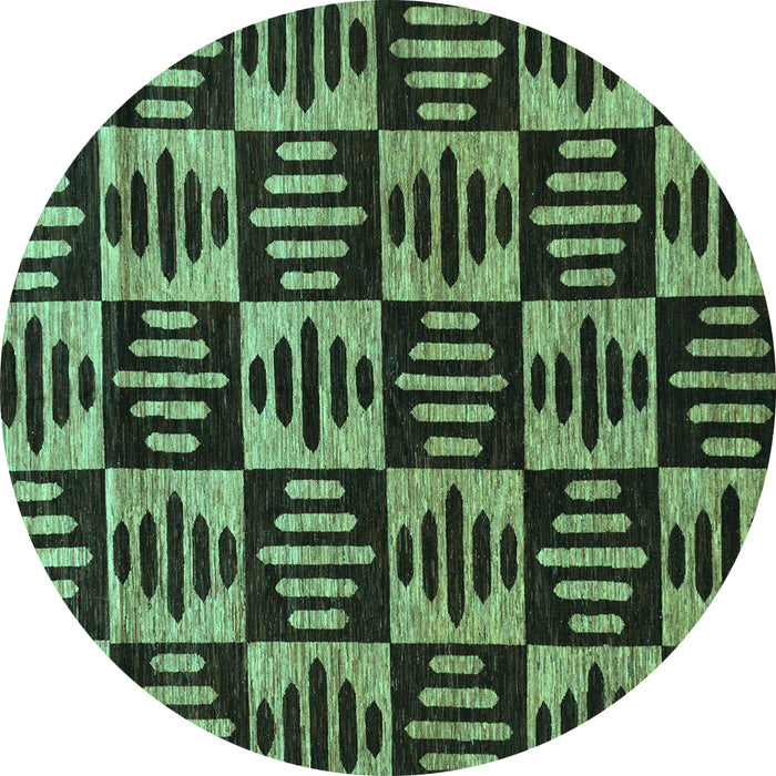 Round Machine Washable Oriental Turquoise Modern Area Rugs, wshabs14turq