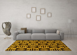 Machine Washable Oriental Yellow Modern Rug in a Living Room, wshabs14yw