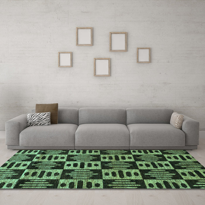 Machine Washable Oriental Turquoise Modern Area Rugs in a Living Room,, wshabs14turq