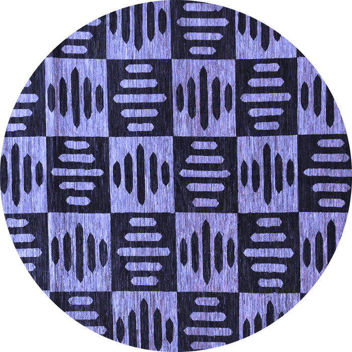 Round Machine Washable Oriental Blue Modern Rug, wshabs14blu