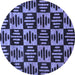 Round Machine Washable Oriental Blue Modern Rug, wshabs14blu