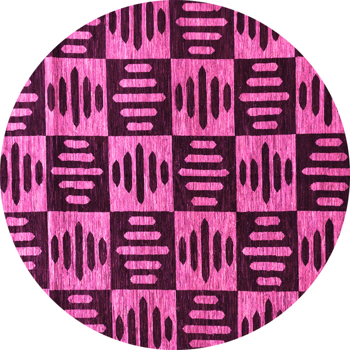 Round Machine Washable Oriental Pink Modern Rug, wshabs14pnk