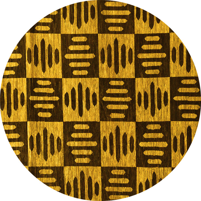 Round Oriental Yellow Modern Rug, abs14yw