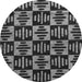 Round Machine Washable Oriental Gray Modern Rug, wshabs14gry