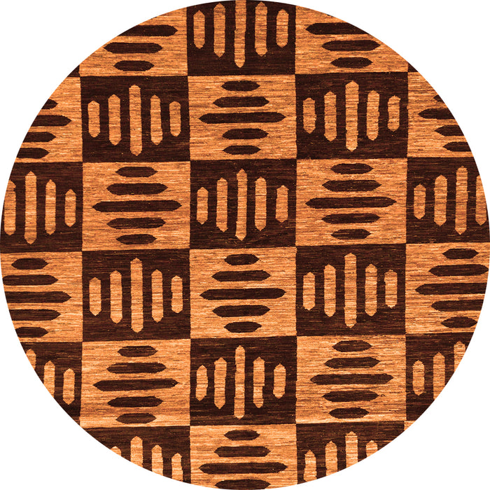 Round Machine Washable Oriental Orange Modern Area Rugs, wshabs14org