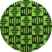 Round Machine Washable Oriental Green Modern Area Rugs, wshabs14grn