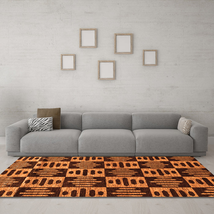Machine Washable Oriental Orange Modern Area Rugs in a Living Room, wshabs14org