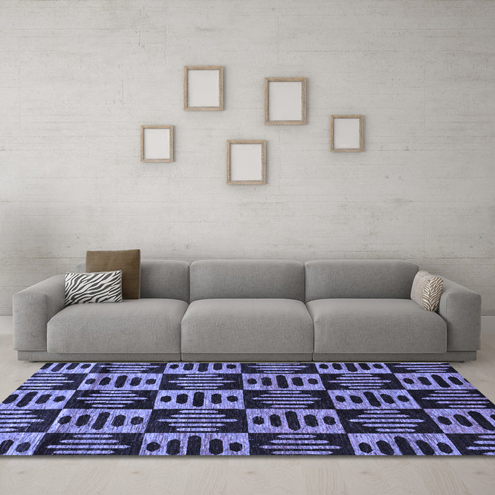 Machine Washable Oriental Blue Modern Rug in a Living Room, wshabs14blu