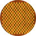 Round Machine Washable Checkered Yellow Modern Rug, wshabs1500yw