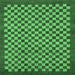 Square Machine Washable Checkered Emerald Green Modern Area Rugs, wshabs1500emgrn