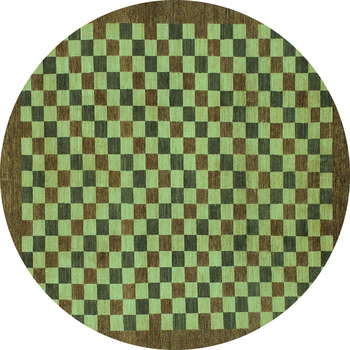 Round Checkered Turquoise Modern Rug, abs1500turq