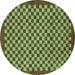 Round Checkered Turquoise Modern Rug, abs1500turq