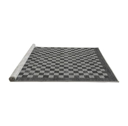 Sideview of Machine Washable Checkered Gray Modern Rug, wshabs1500gry