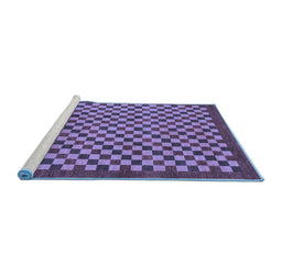 Sideview of Machine Washable Checkered Blue Modern Rug, wshabs1500blu