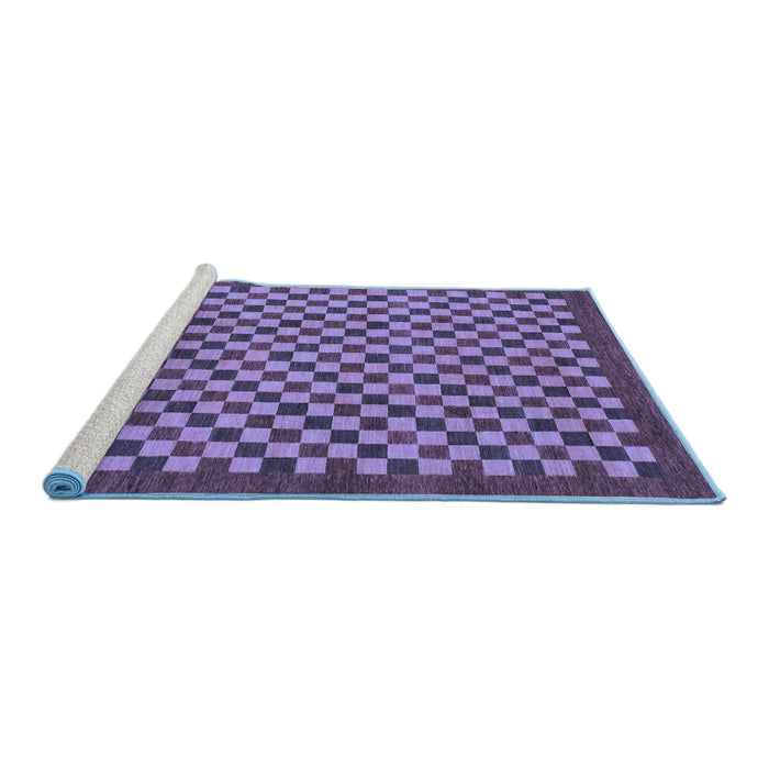 Sideview of Machine Washable Checkered Blue Modern Rug, wshabs1500blu