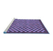 Sideview of Machine Washable Checkered Blue Modern Rug, wshabs1500blu