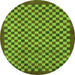 Round Machine Washable Checkered Green Modern Area Rugs, wshabs1500grn