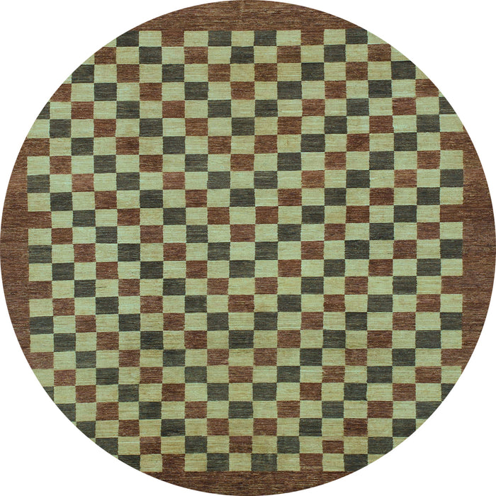 Round Checkered Light Blue Modern Rug, abs1500lblu