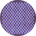 Round Checkered Blue Modern Rug, abs1500blu