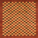 Square Abstract Red Checkered Rug, abs1500