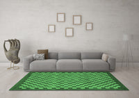 Machine Washable Checkered Emerald Green Modern Rug, wshabs1500emgrn