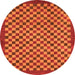 Round Checkered Orange Modern Rug, abs1500org