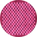 Round Checkered Pink Modern Rug, abs1500pnk