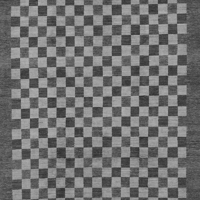Machine Washable Checkered Gray Modern Rug, wshabs1500gry