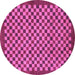 Round Checkered Purple Modern Rug, abs1500pur